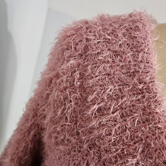 Snails & Cinnamon Cozy Pink Women's Eyelash Tunic Sweater Large Boat Neck - Picture 6 of 13